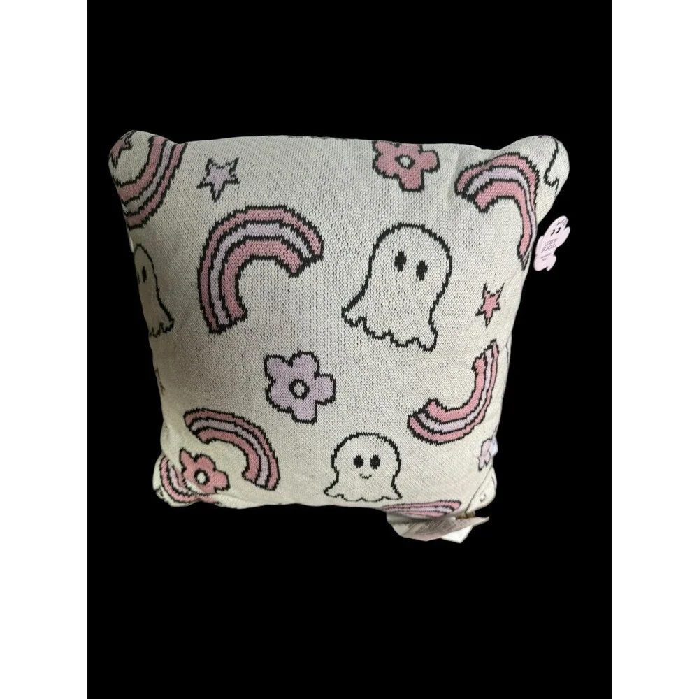 Tiktok viral ghost rainbow throw Pillow Halloween